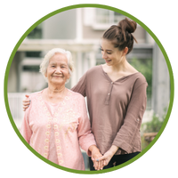 2 Adult child ensuring safety of older parent.